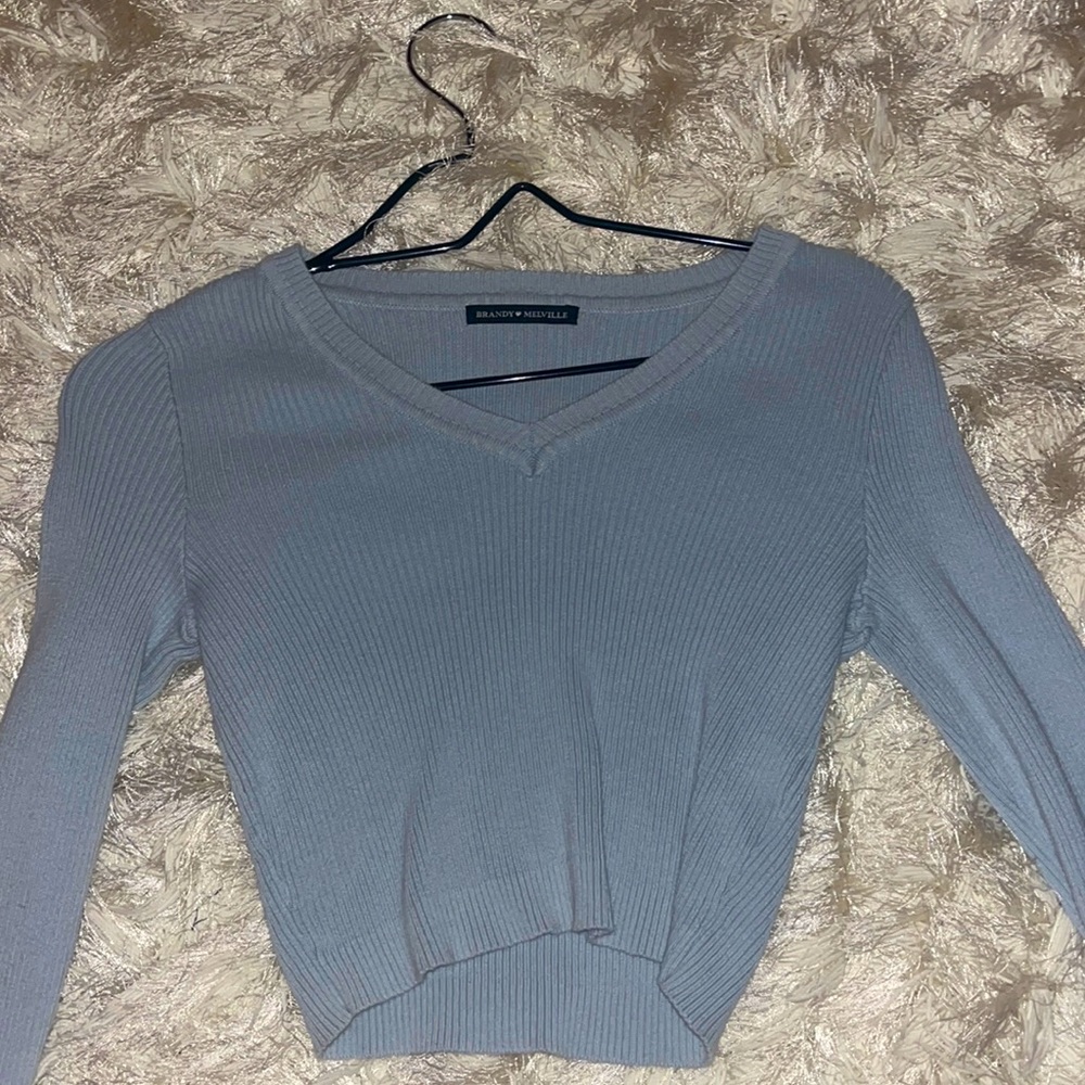 Brandy Melville long sleeve light blue crop top size small